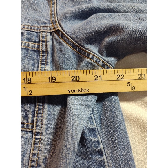 HAVANA‎ JACK'S Womens 1x Blue Denim Jeans Jacket Shacket Distressed 1295 - Picture 7 of 11